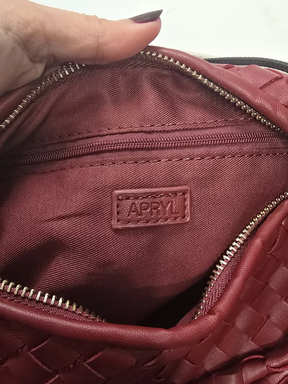 Braided Hobo Shoulder Bag in Deep Burgundy
